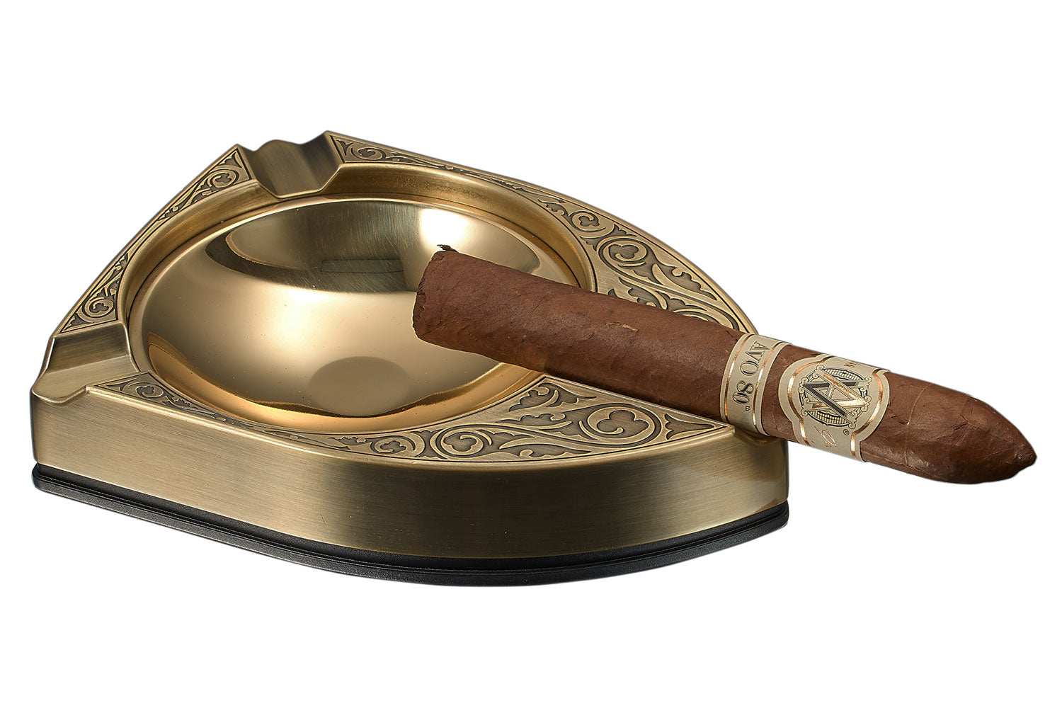 Premium Visol Albion Matte Brass Cigar Ashtray - Heavy Duty Metal Cigar Tray for Indoor & Outdoor Smoking - Perfect for Cigar Lounges, Patios, and Man Caves