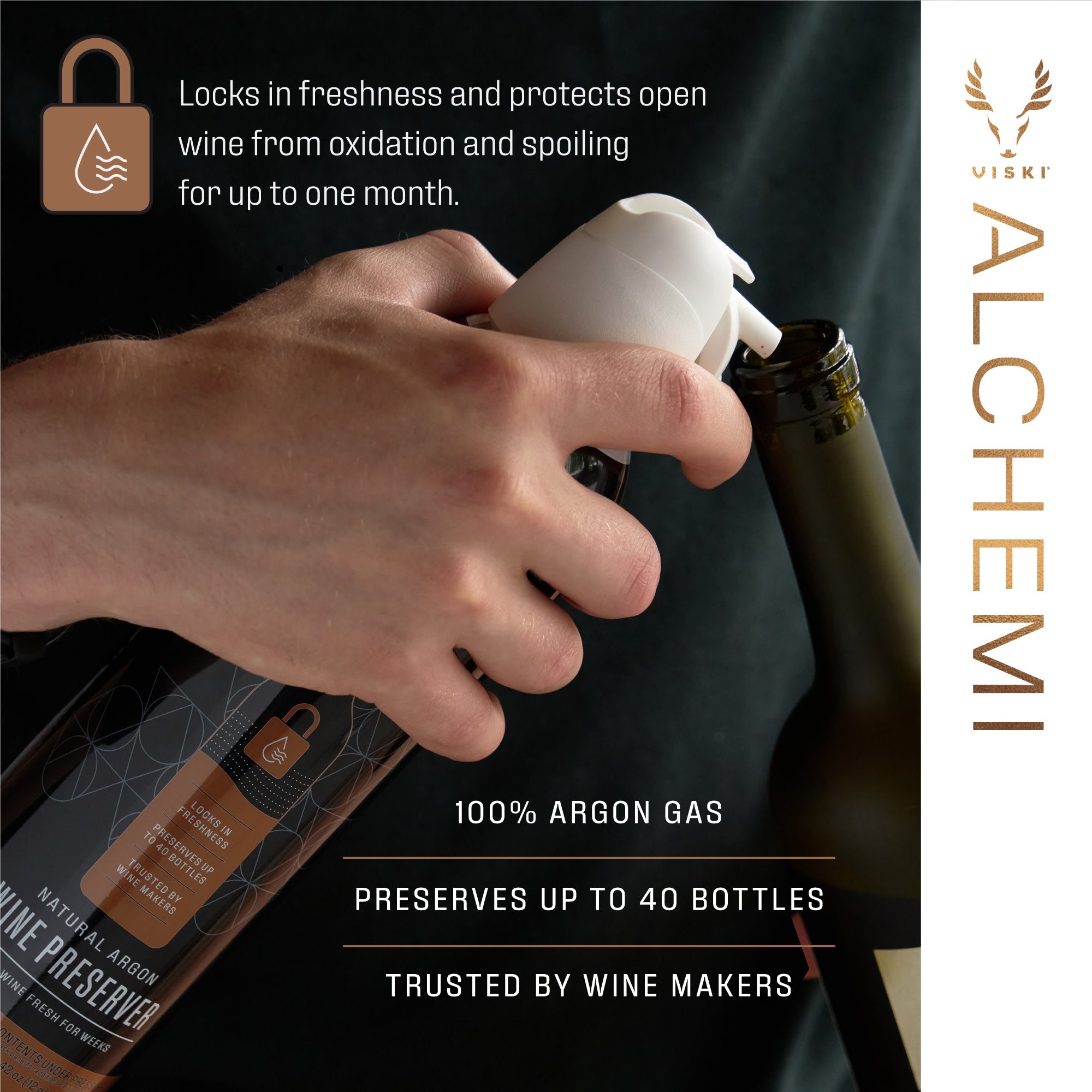 Alchemi Natural Argon Wine Preserver - Premium Wine Saver & Preserver Spray for Red, White & Sparkling Wines - Extend Freshness Up to 30 Days - Perfect for Wine Bars, Restaurants & Home Use