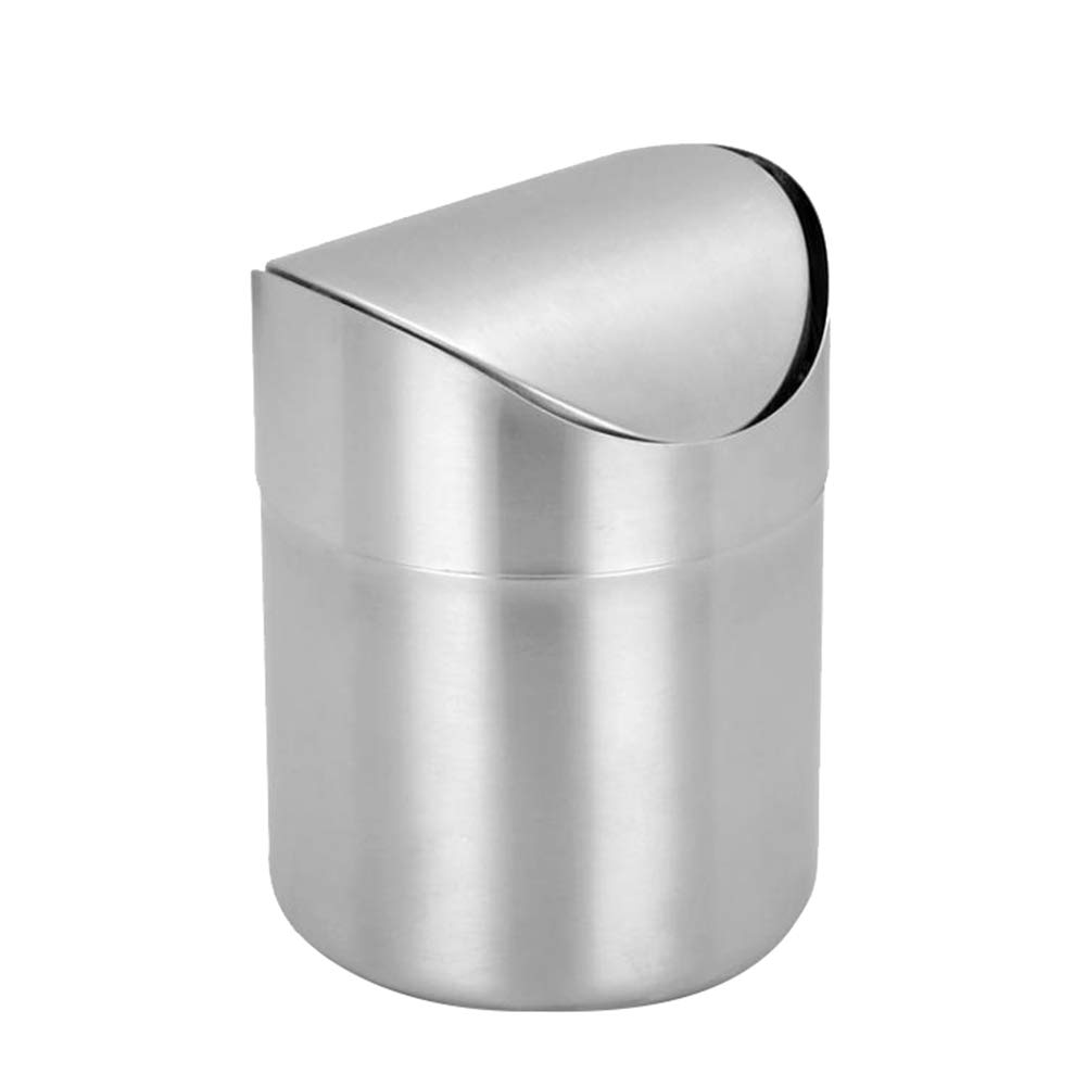 Stainless Steel Mini Trash Can with Shake Cover - Small Office & Home Waste Bin for Bedroom, Living Room, Desk | Space-Saving & Odor Control Solution