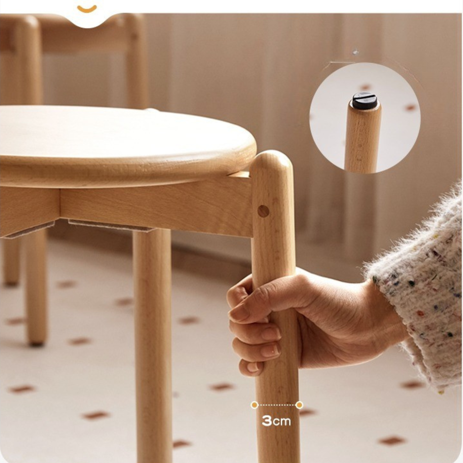 Stackable Beech Wood Stools - Solid Wood Bar Stools for Kitchen, Dining, or Outdoor Use - Space-Saving Seating Solution for Home & Garden