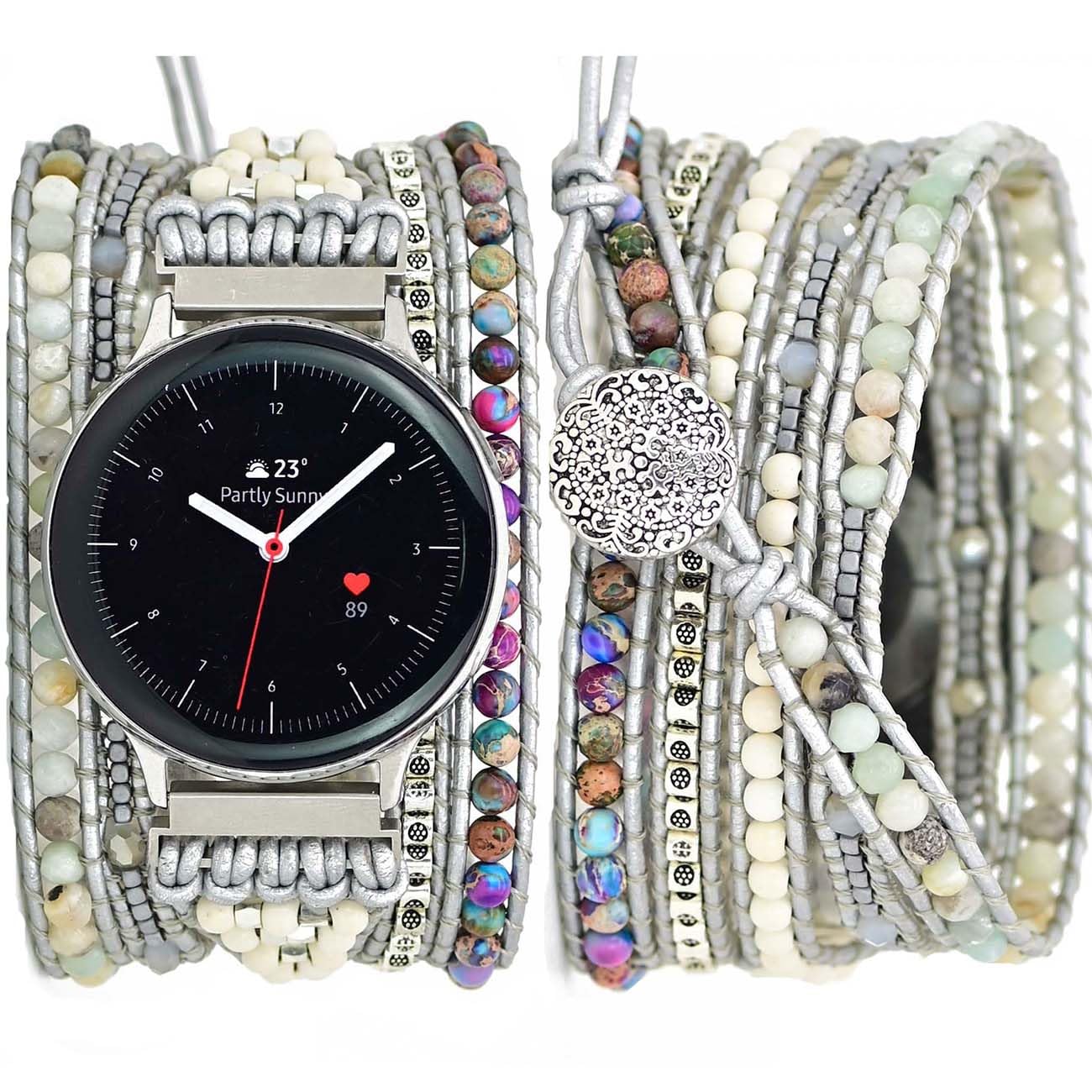 Samsung Galaxy Watch 6/5/4 Band - 20mm Boho Beaded Strap for Women & Men | Yoga & Meditation Accessory