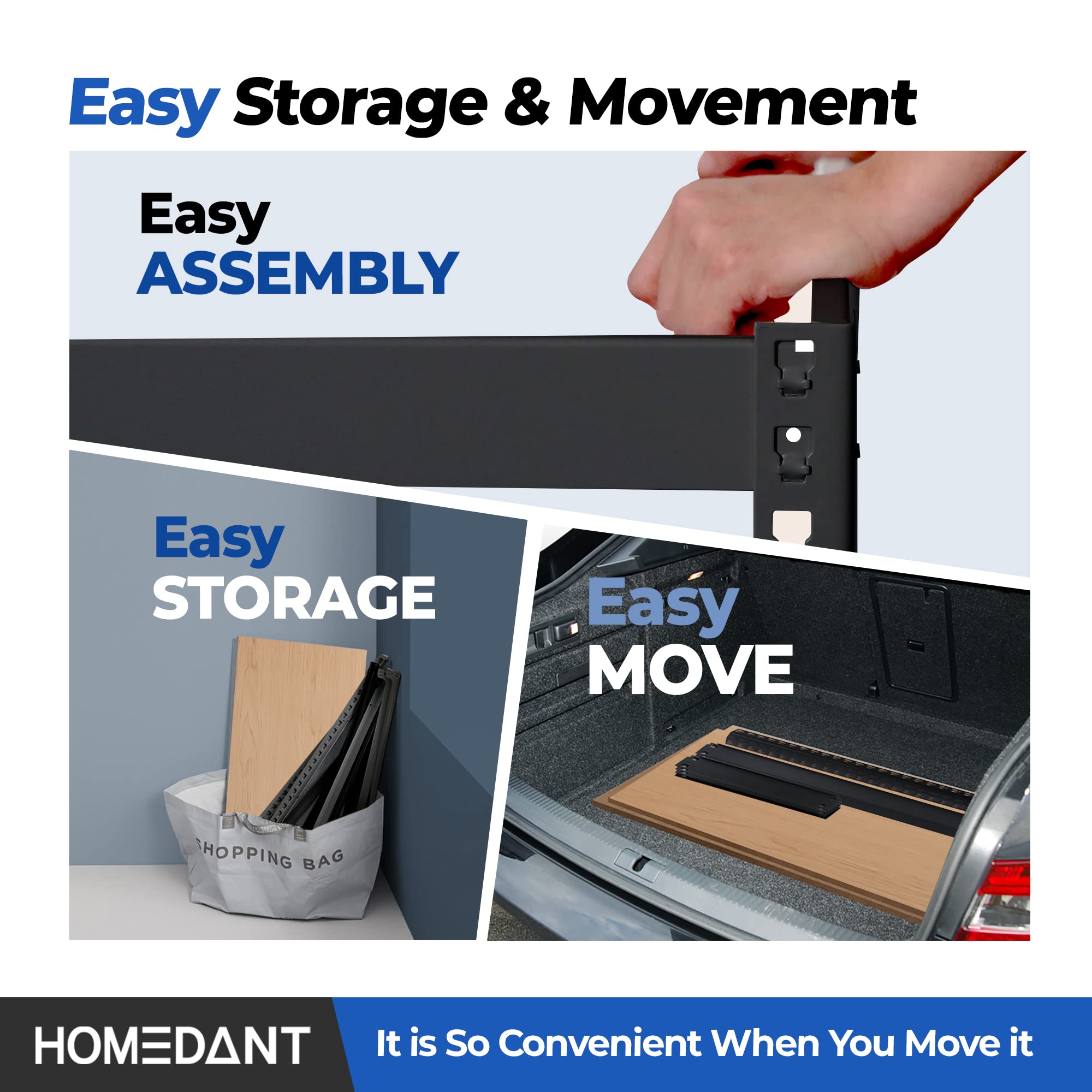 HOMEDANT 5-Tier Heavy Duty Boltless Metal Shelving Unit - Adjustable Garage Storage Rack, 35.9