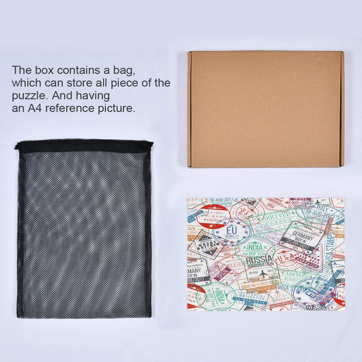 1000 Piece Travel Passport Stamps Jigsaw Puzzle for Adults - Creative DIY Puzzle Game, Unique Home Decor & Gift Idea for Travel Lovers - Perfect for Relaxation, Family Bonding and Living Room Decor