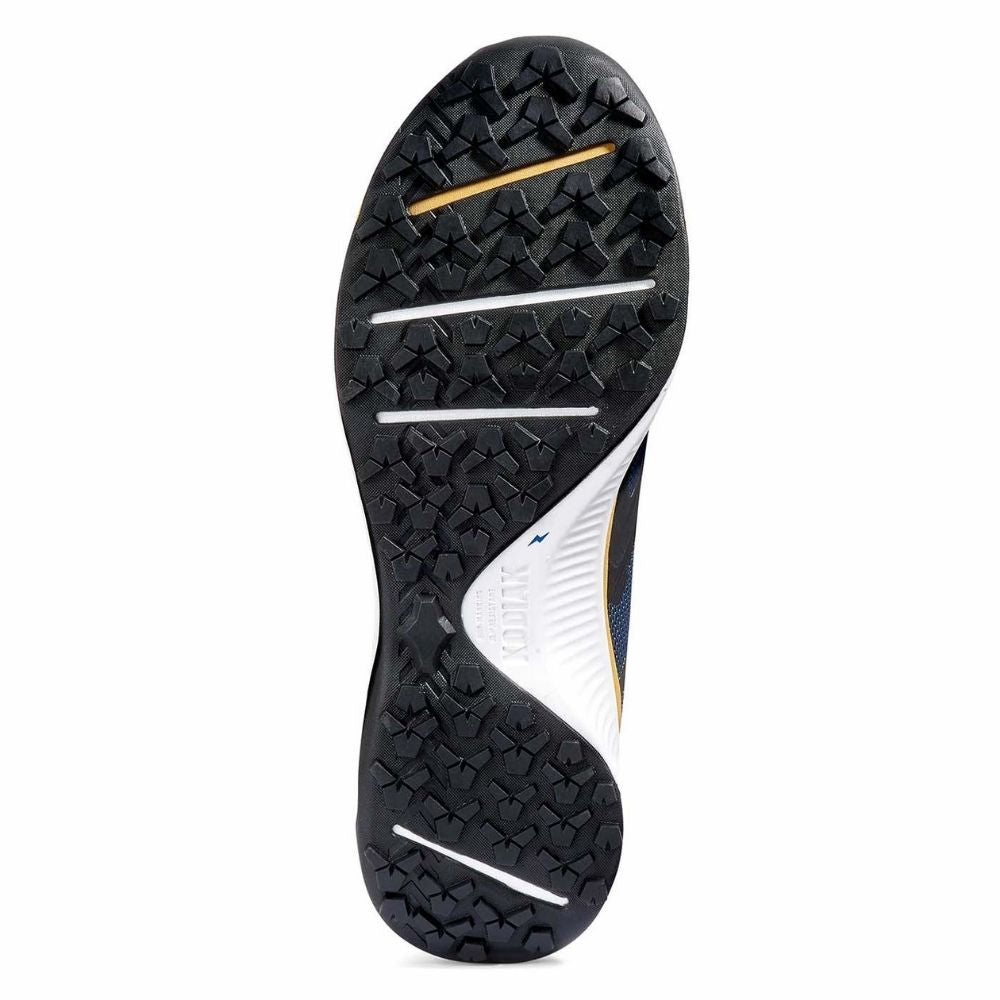 Kodiak Quicktrail Men's Composite Toe Work Safety Athletic Shoes - Lightweight & Slip-Resistant for Construction & Outdoor Work (Navy/Gold) | Perfect for Job Sites, Hiking & Industrial Environments