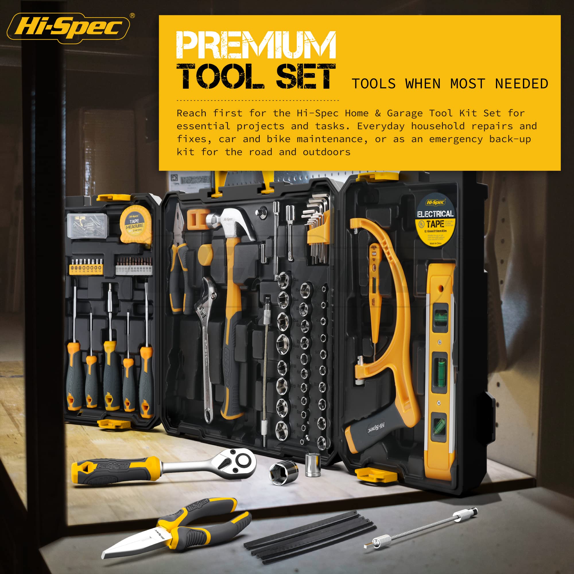 Hi-Spec 126-Piece Socket Wrench Auto Repair Tool Kit Set - Complete Professional Mechanics Tool Set for Men - Perfect for Home Garage, Car Maintenance & DIY Projects