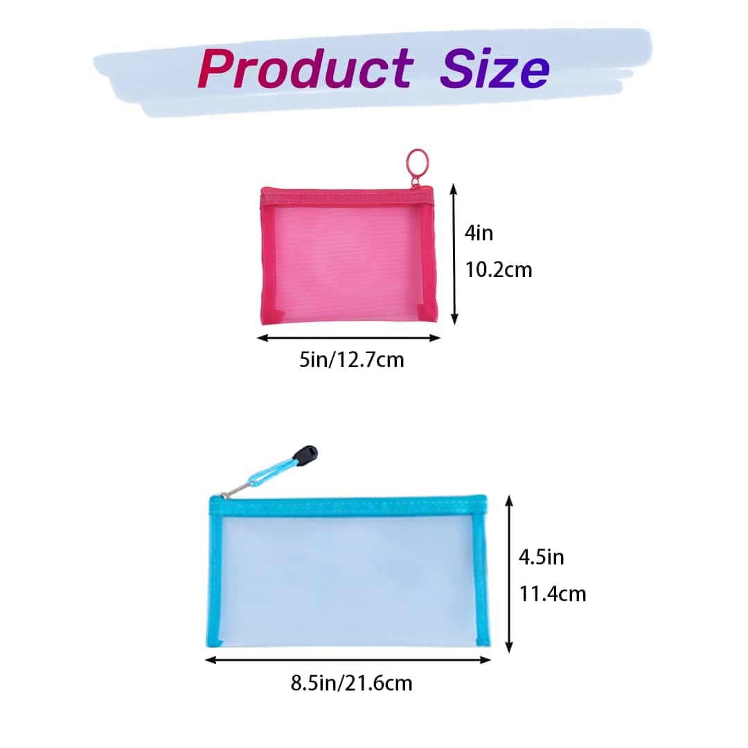5 Pack Small Zipper Pouch & 5 Pack Mesh Pencil Pouches - Mini Organizer Bags for Purse, Travel, Toiletries, Diapers & School Supplies | Compact Storage for Cosmetics, Stationery & Essentials