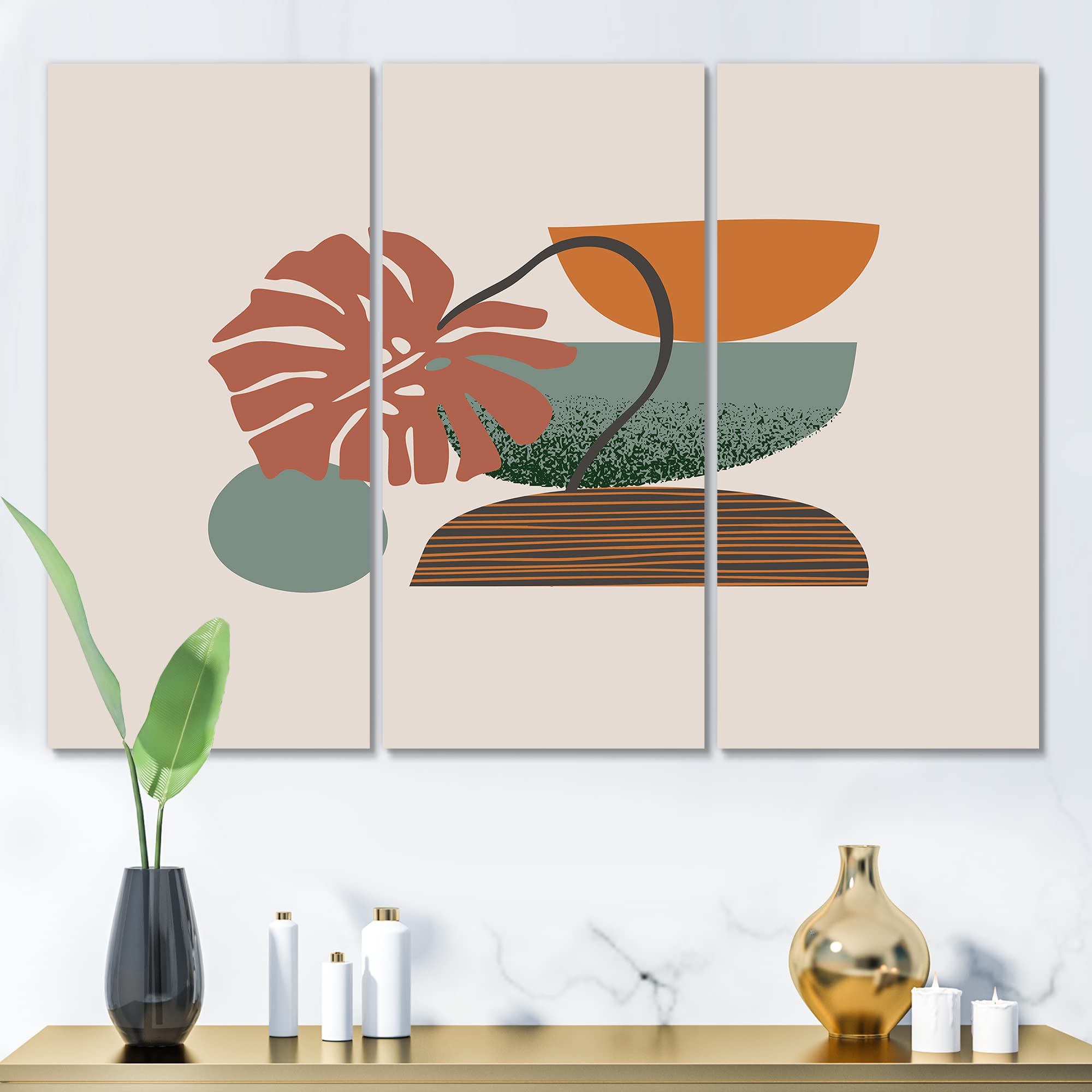 DesignQ Colorful Geometric Abstract Art Collage III - Modern Canvas Wall Decor for Living Room, Bedroom & Office - Premium Handmade Painting for Home & Office Decoration