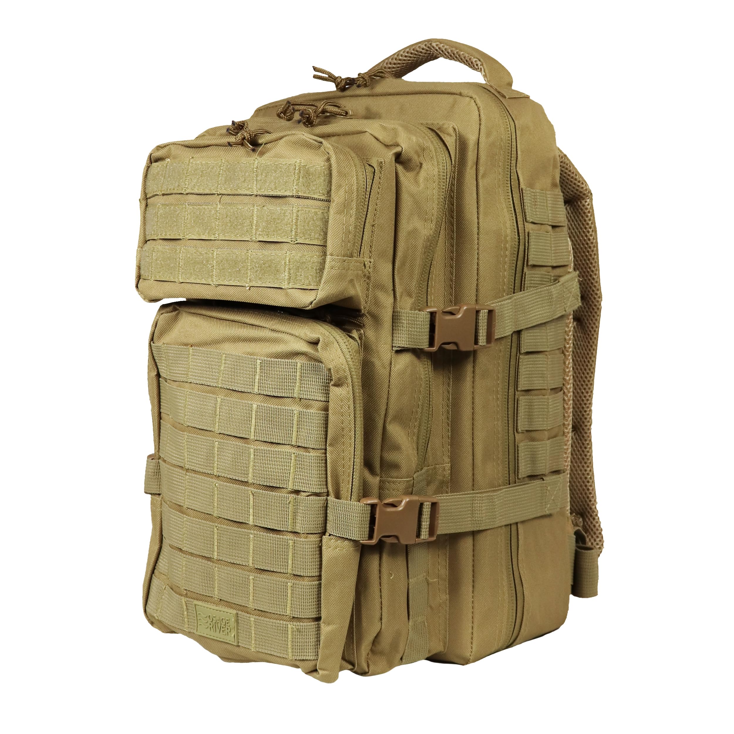 OSAGE RIVER Fishing Tackle Backpack with Rod Holder - Large Waterproof Fishing Gear Bag for Tackle Trays & Boxes - Ideal for Bass Fishing, Camping, Travel & Hunting (Khaki) - Perfect for Outdoor Adventures & Fishing Trips