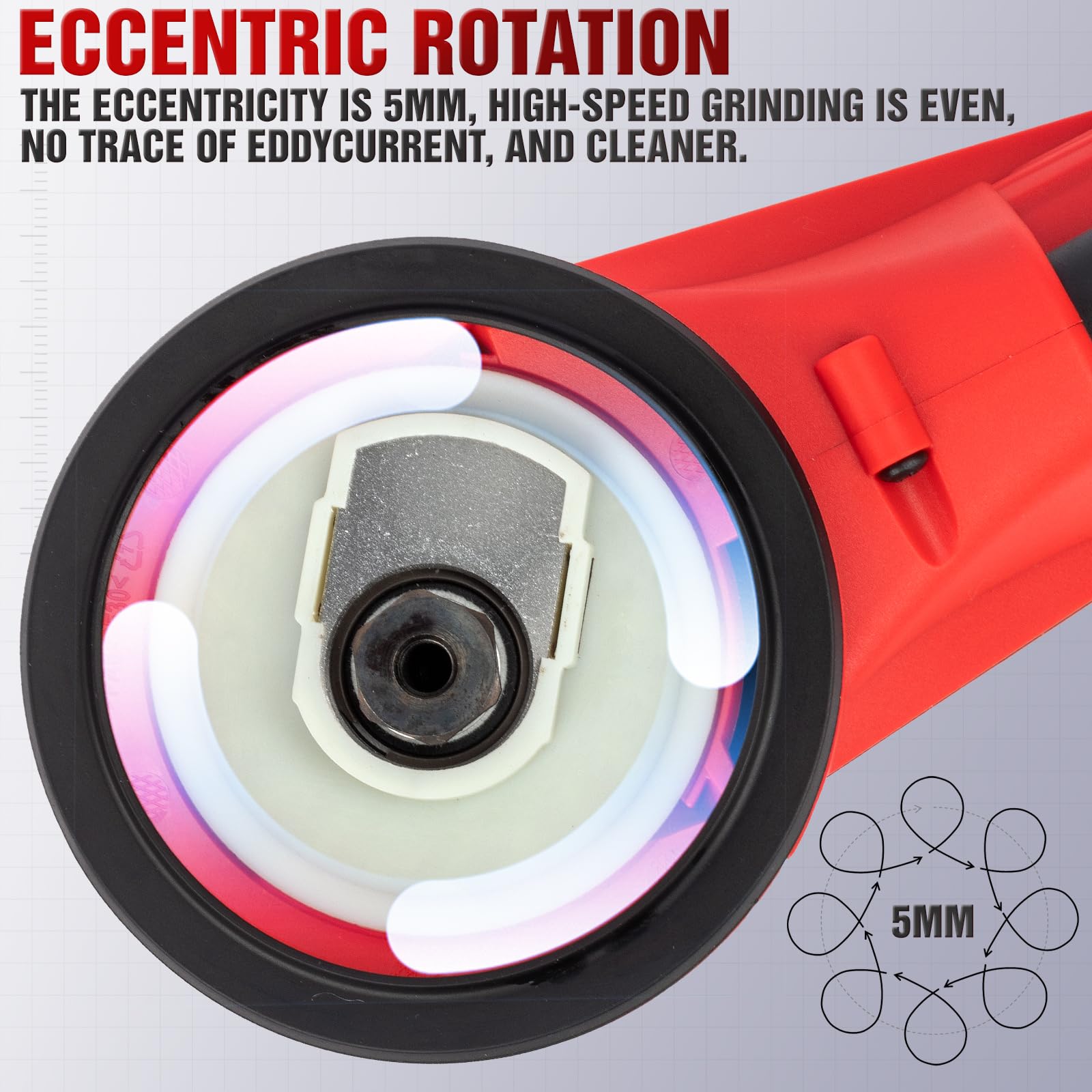 Autolock Electric Random Orbital Sander - 350W Brushless Motor with 5 & 6 Inch Pads, 10000RPM Palm Sander for Woodworking, Sanding & Polishing (Red) - Perfect for DIY Projects, Furniture Refinishing & Auto Body Work