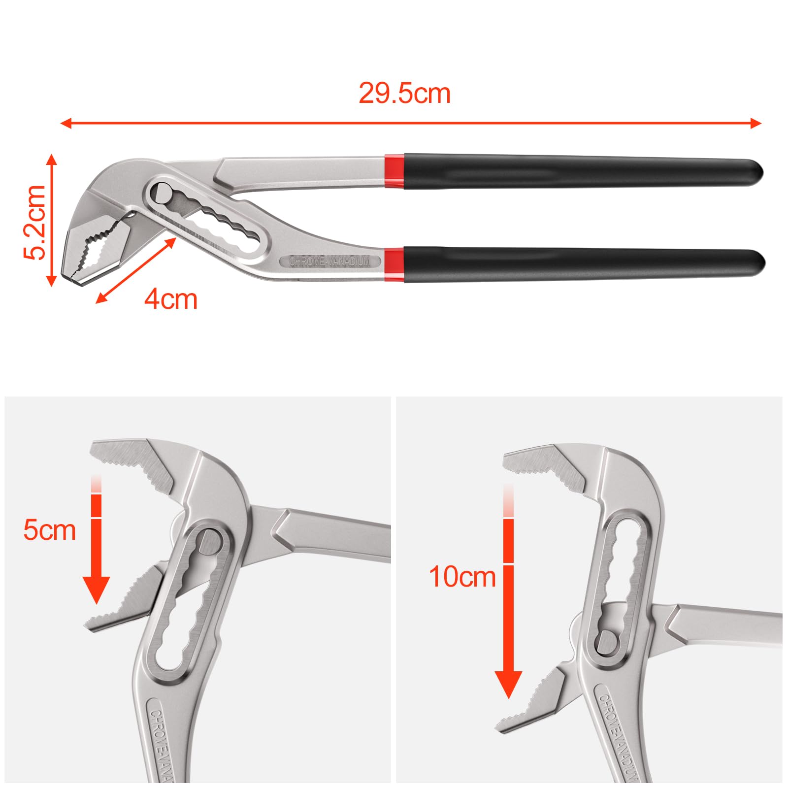 Mesybveo Parrot Nose Pliers, 295mm Adjustable Water Pump Pliers, Slip-Joint Wrench with Non-Slip Grip, Plumbing, Automotive and Heating Repair Tool (Black) - Perfect for DIY Home Repairs, Car Maintenance, and HVAC System Fixes