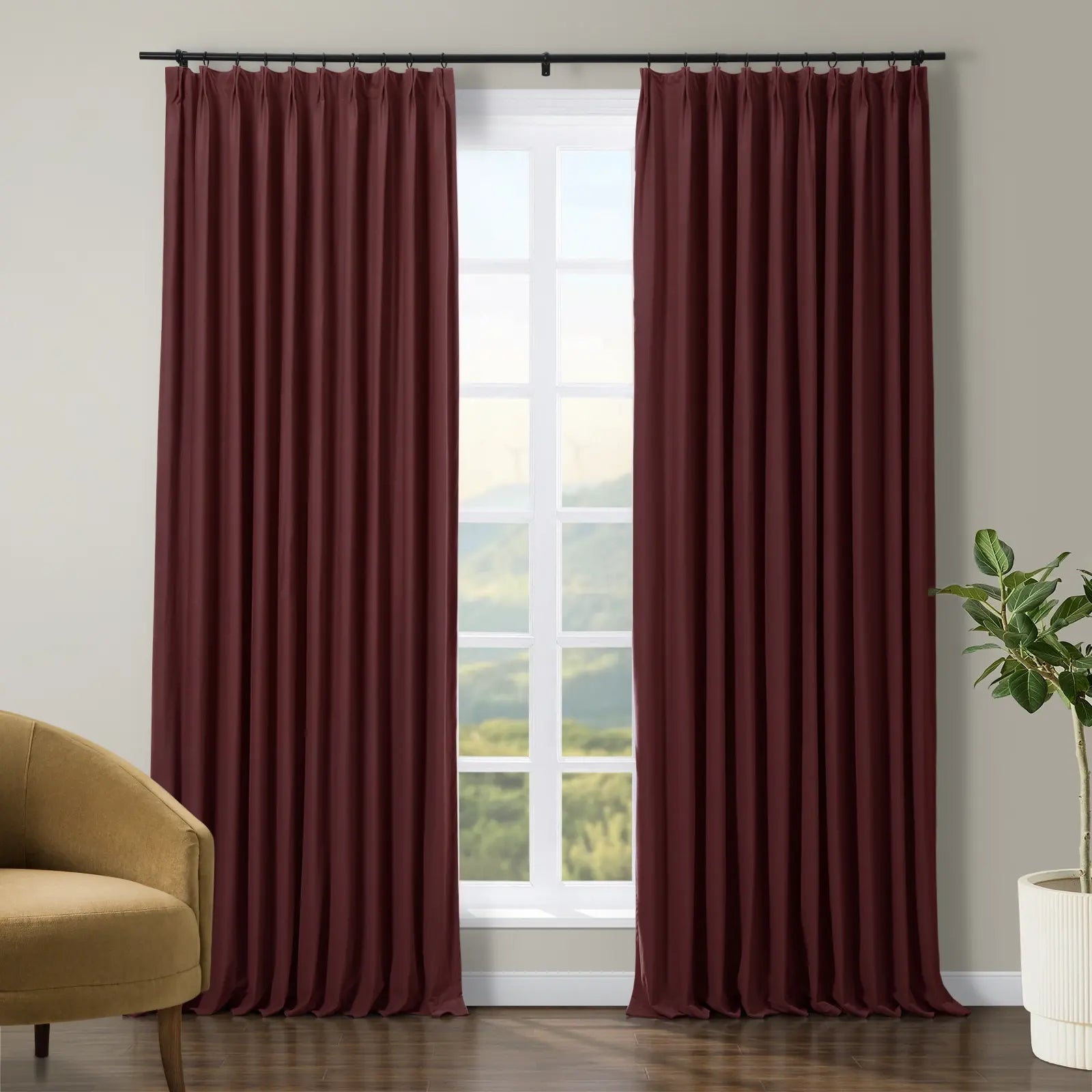Premium Velvet Curtains - Blackout Thermal Insulated Pleated Drapes for Living Room & Bedroom - Soft Luxury Window Treatments for Home Decor & Noise Reduction