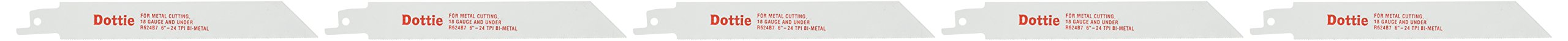 L.H. Dottie R624B7 6-Inch Straight Back Reciprocating Saw Blades, 5-Pack - 3/4-Inch Width, 0.035-Inch Thickness - Ideal for Wood, Metal & Plastic Cutting in Construction & DIY Projects