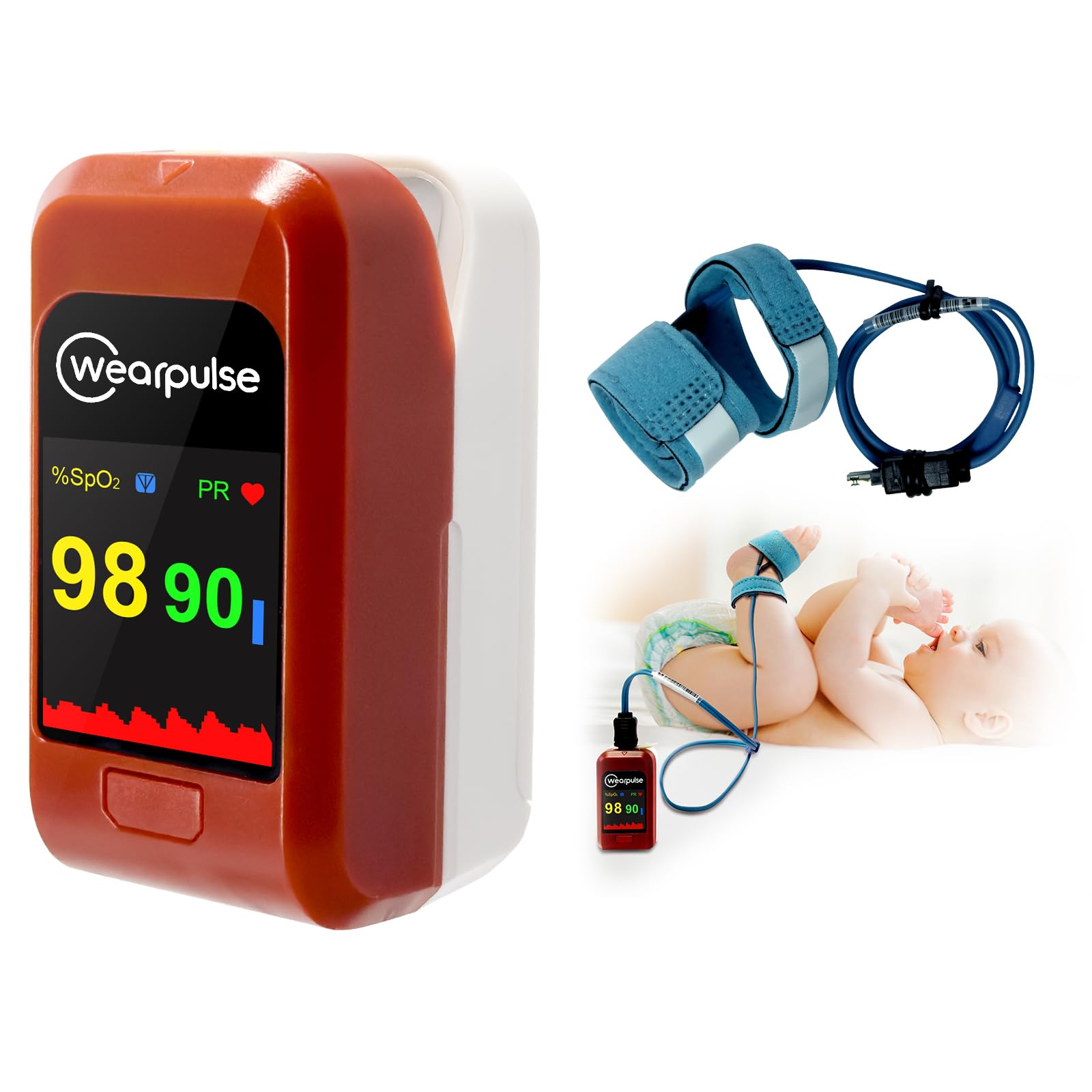 Baby Pulse Oximeter - Finger & Foot SPO2 Monitor for Infants & Adults with App - Track Oxygen & Heart Rate for Home & Hospital Use