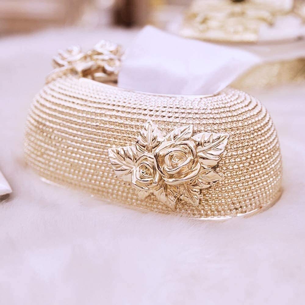 Luxury Gold Resin Tissue Box Cover Holder - European Style Napkin Dispenser for Home & Office Decor | Elegant Facial Tissue Storage Solution for Living Room, Bathroom, and Bedroom