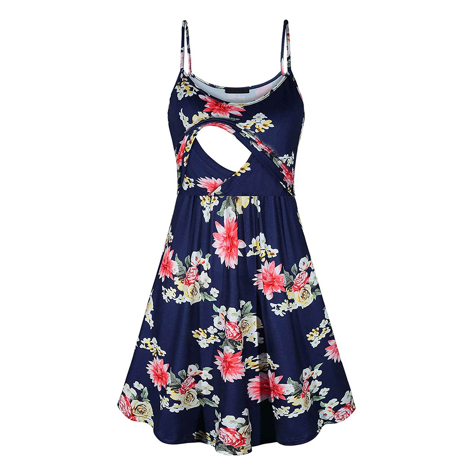 Lucktop Women's Maternity Dress - Floral Print Spaghetti Strap Nursing Dress for Breastfeeding, Casual Swing Dress for Pregnancy & Postpartum | Perfect for Summer Outfits, Baby Showers & Nursing Comfort