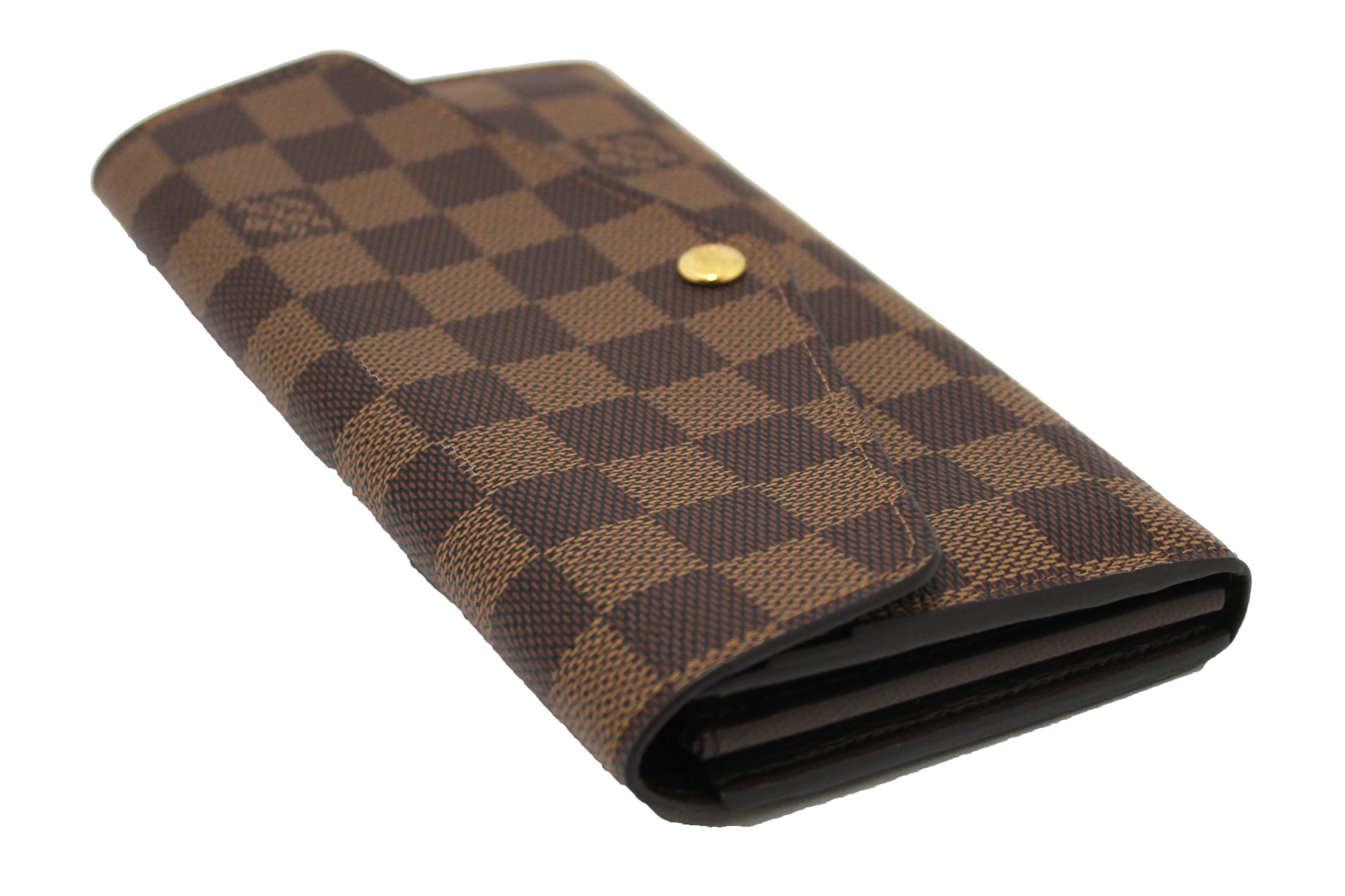 Authentic Louis Vuitton Damier Ebene Canvas Sarah Wallet - Luxury Women's Zip Around Wallet with Multiple Card Slots & Coin Pocket - Perfect for Everyday Use, Travel & Gift Giving