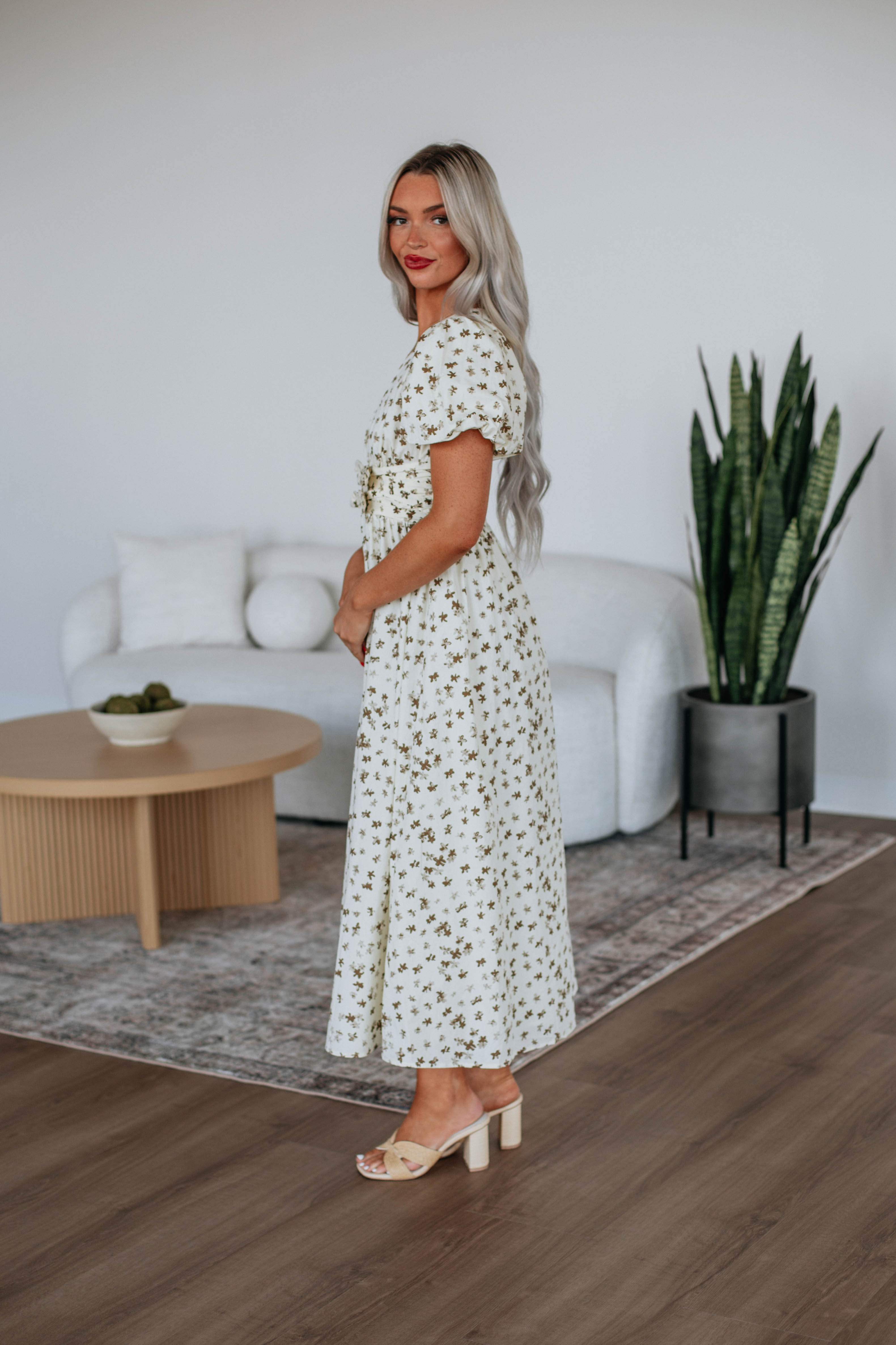 Ciana Floral Print Summer Dress for Women - Elegant Flowy Maxi Dress with V-Neck & Ruffle Sleeves - Perfect for Beach Vacations, Weddings & Date Nights