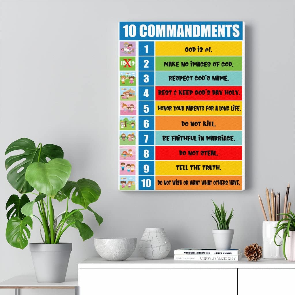 10 Commandments Bible Art - Christian Home Decor & Sunday School Gifts for Expressing Faith - Perfect for Church, Bible Study & Christian Family Gifts