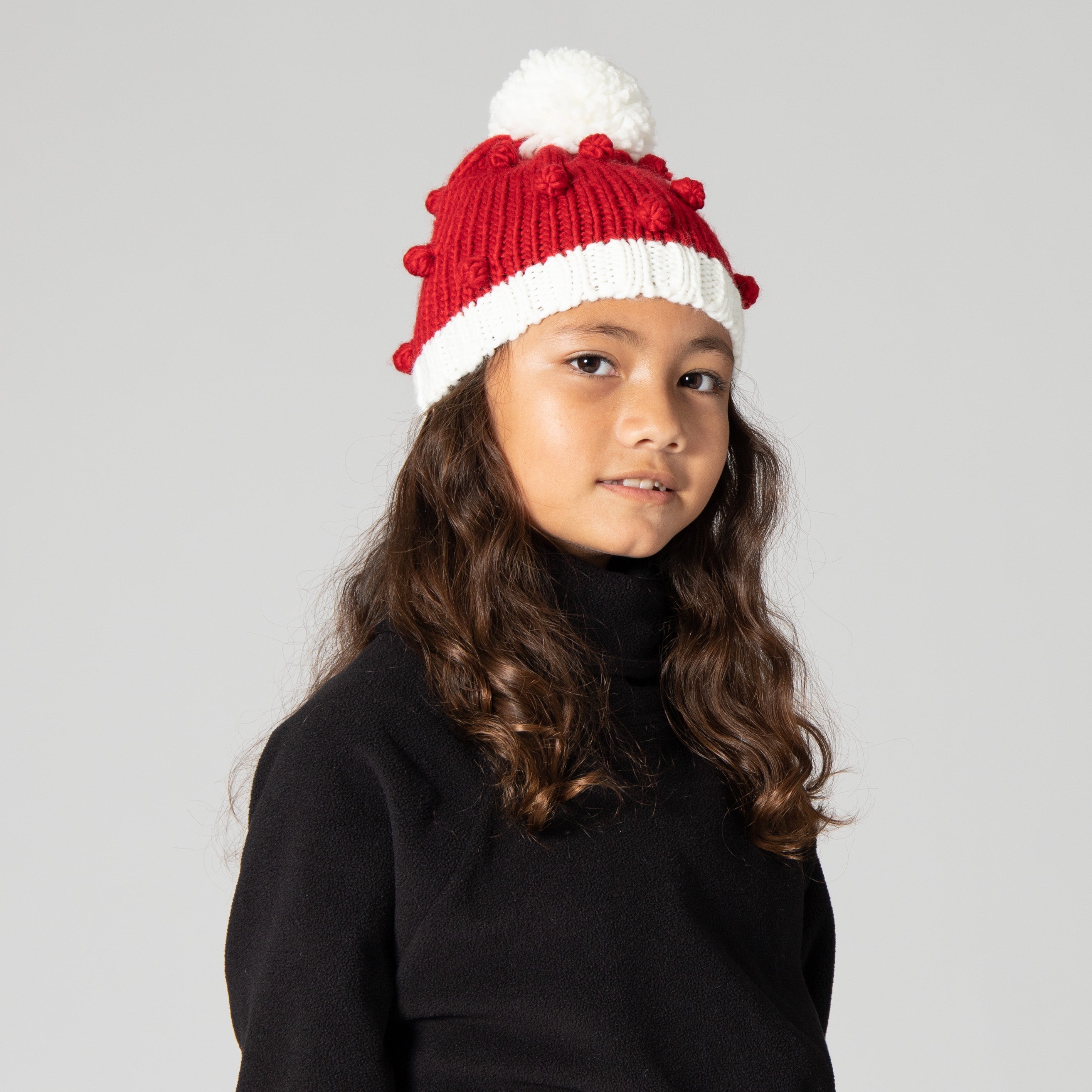 Cozy Kids' Bobble Knit Holiday Beanie - Warm Winter Hat for Boys & Girls - Perfect for Christmas, Snow Play & Outdoor Activities