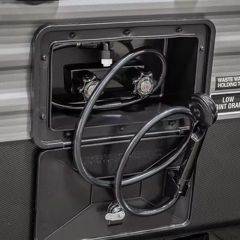 RV Exterior Shower Box Kit with Faucet, Head & Hose - Portable Outdoor Shower for Camper, Trailer, Motorhome & Boat - Perfect for Camping, RV Trips & Marine Use (Black)