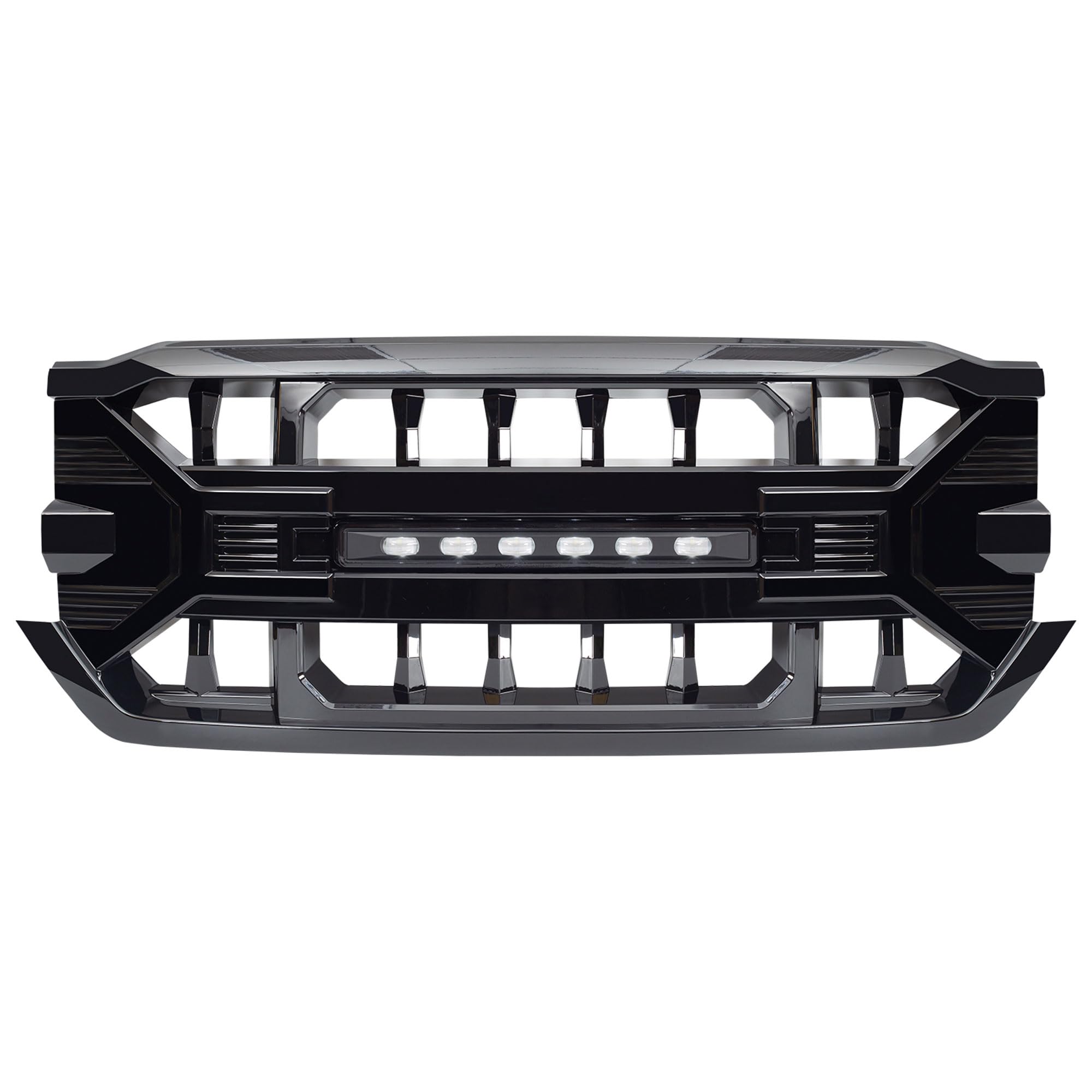 2016-2019 Chevrolet Silverado 1500 Off-Road Grille with LED Lights | Gloss Black Heavy Duty Front Bumper Guard | Perfect for Truck Modifications & Night Driving