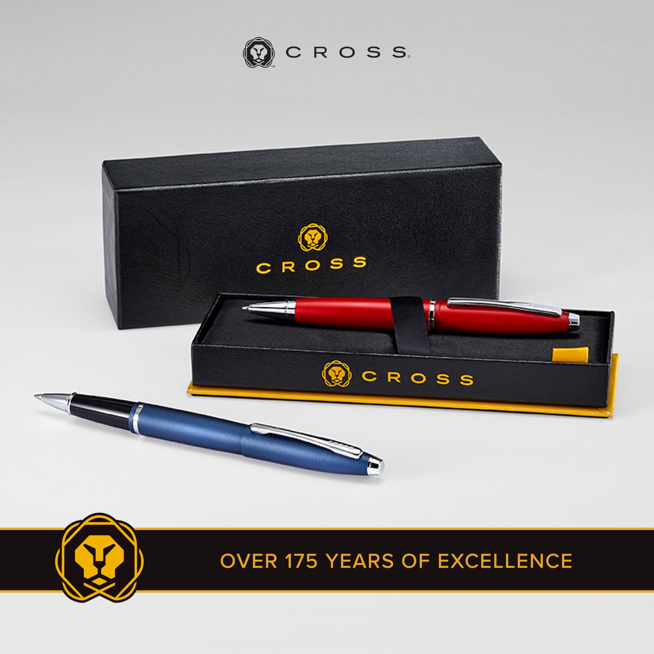 Cross Calais Brushed Rose Gold & Black Lacquer Rollerball Pen - Premium Writing Gift for Professionals, Graduates & Office Use