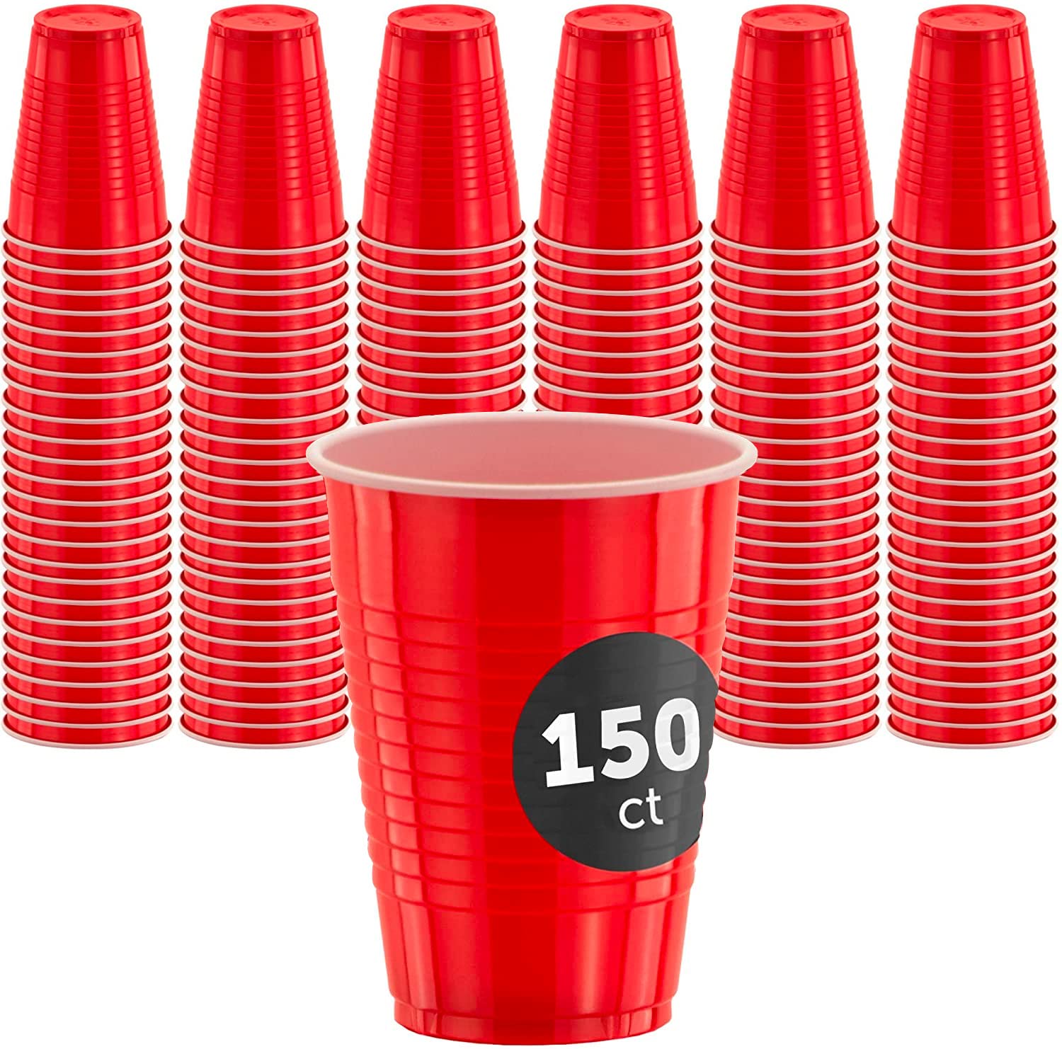 150 Pack 12 oz BPA-Free Plastic Party Cups - Disposable Red Drinking Cups for Birthday, Beverage, BBQ, Picnic & Outdoor Events - DecorRack