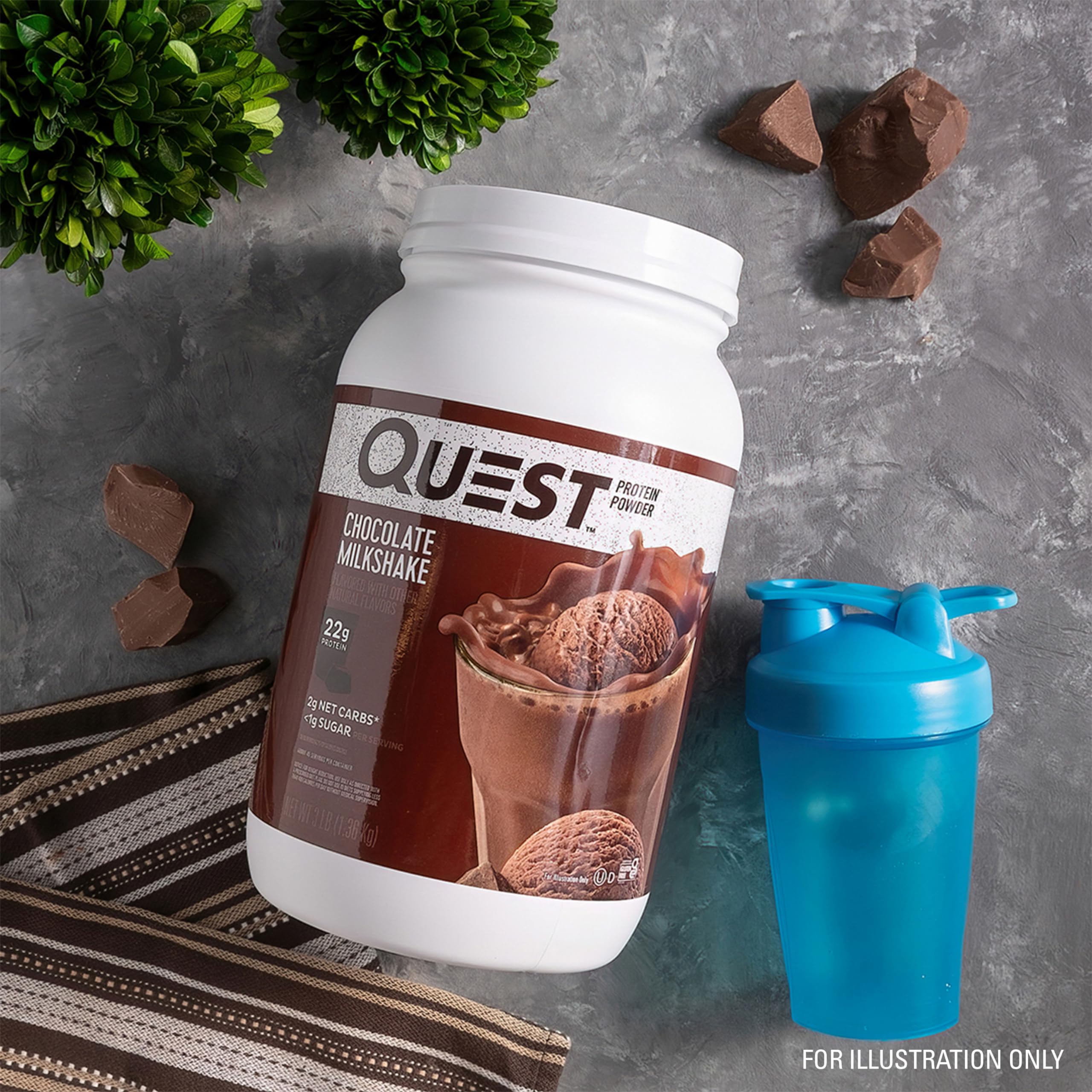 Quest Nutrition Chocolate Milkshake Protein Powder - 3lb (43 Servings) | 22g Protein, 1g Sugar, Low Carb & Gluten Free | Perfect for Post-Workout Recovery & Weight Management