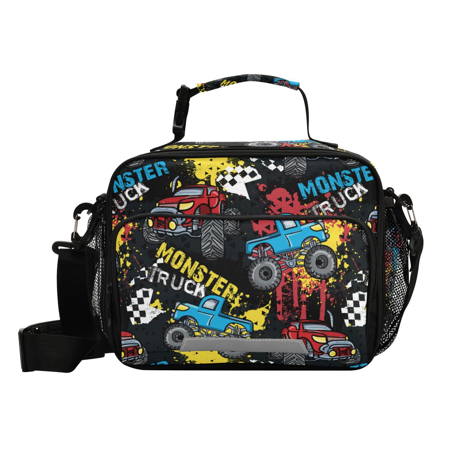 Monster Truck Insulated Lunch Bag - Large Cooler Tote with Adjustable Shoulder Strap for Men & Women - Reusable Picnic Lunch Box for Office, Outdoor, Camping & Travel
