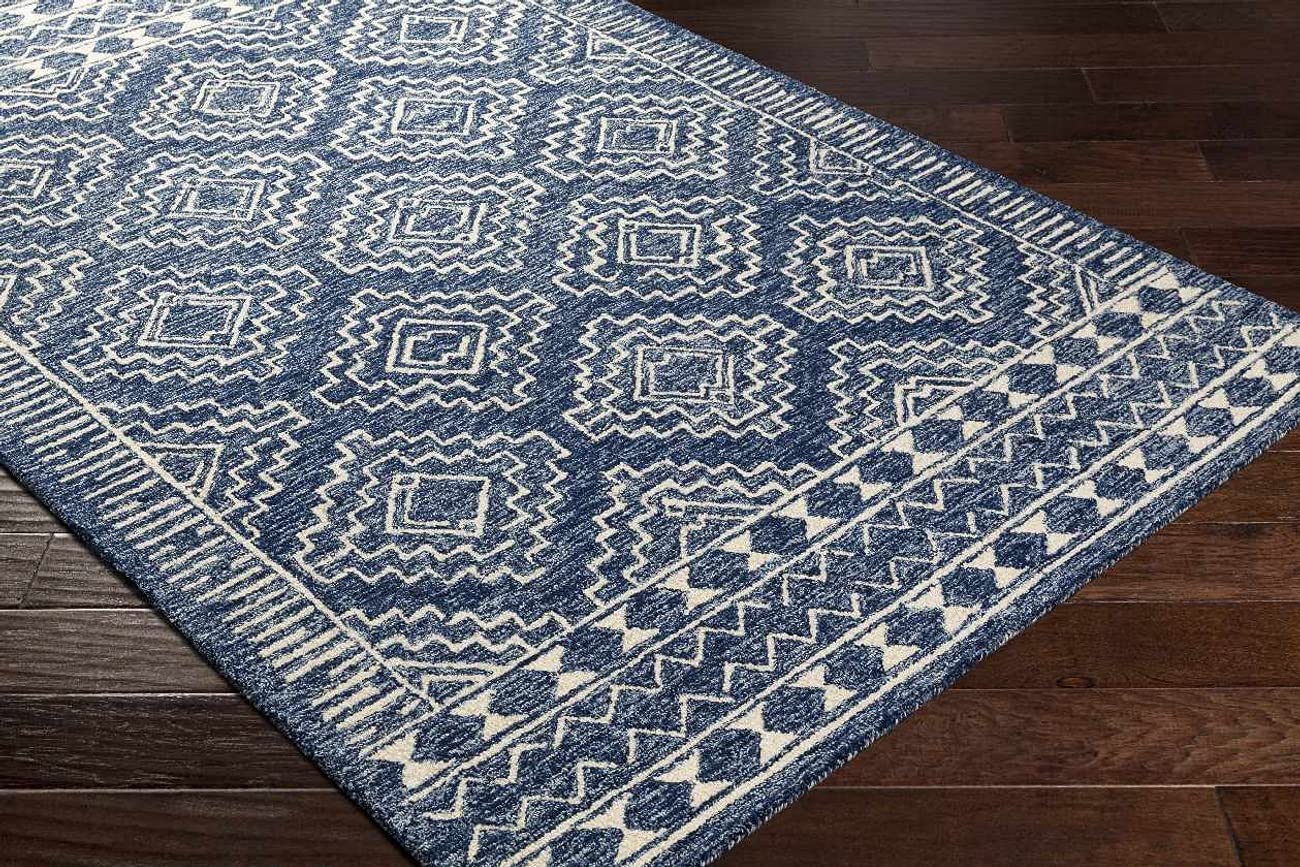 Mark&Day 6x9 Vledder Dark Blue Wool Area Rug - Soft & Durable Handmade Carpet for Living Room, Bedroom, Kitchen - Perfect for Home Decor & Cozy Spaces (6' x 9')