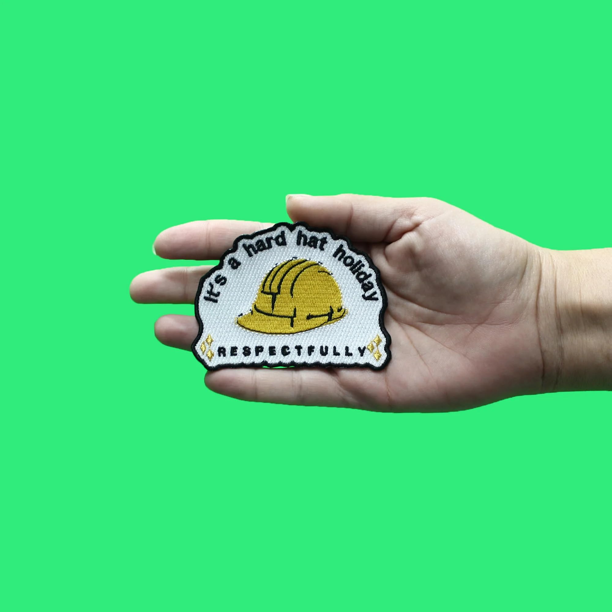 Funny Hard Hat Holiday Patch - Embroidered Iron On for Helmets & Workwear | Perfect for Construction Workers, Safety Crew & Meme Lovers