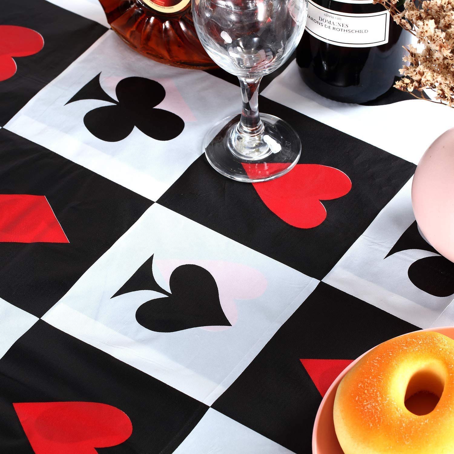2-Pack Poker Theme Party Tablecloths 54 x 108 Inch - Las Vegas Casino Birthday Party Decorations, Poker Night Supplies for Game Room, Casino Night, and Themed Party Decor