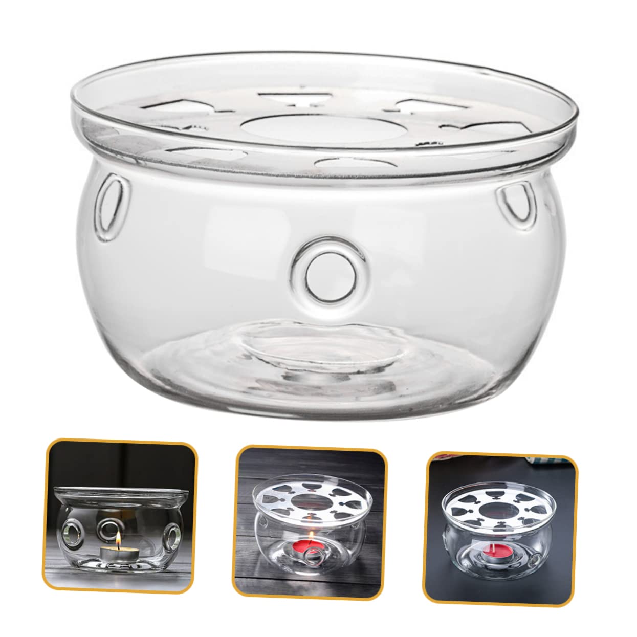Premium Borosilicate Glass Teapot Warmer - Tea Warmer Accessory with Heating Base for Home & Office - Perfect for Tea Lovers, Gift Giving, and Enhancing Home Decor