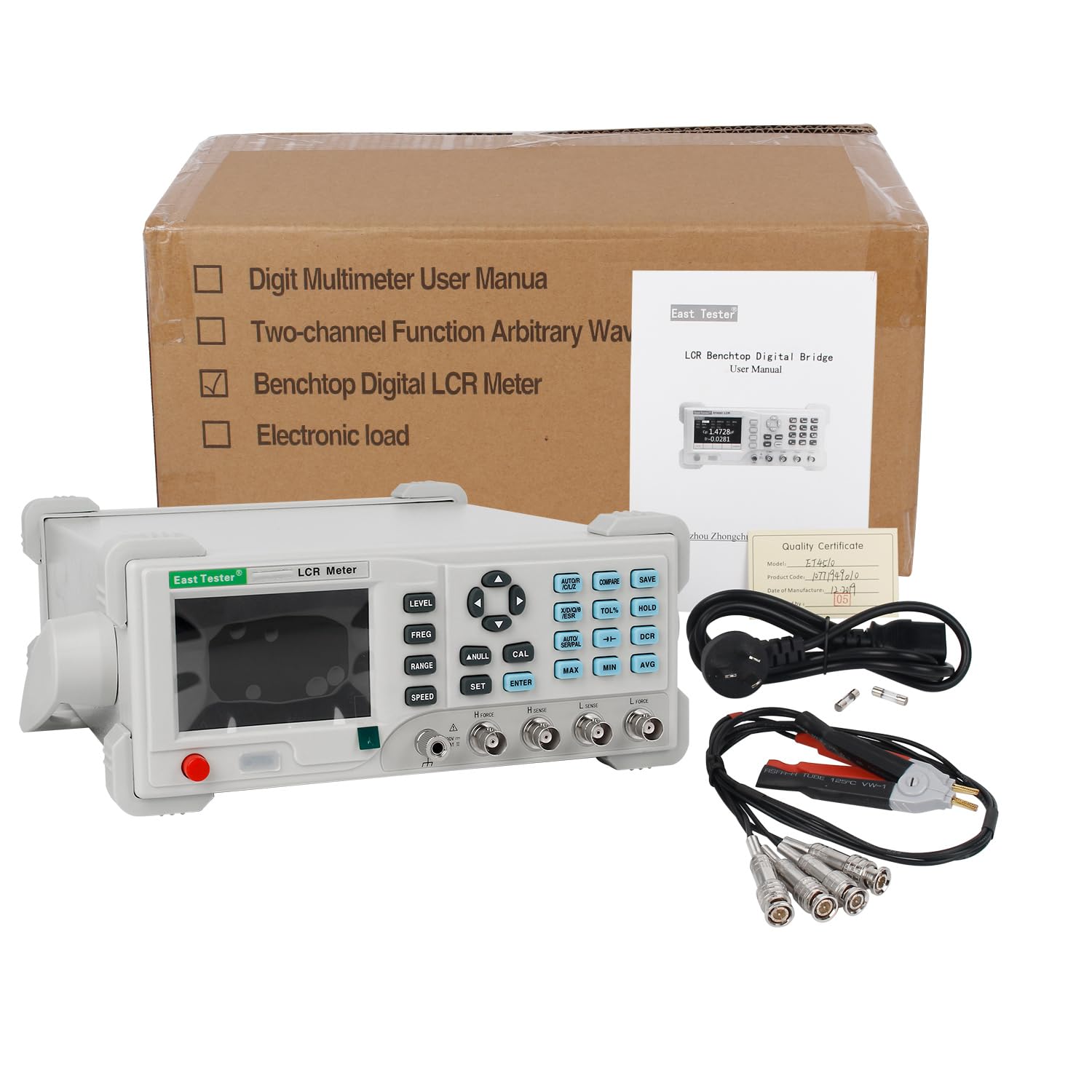 Digital LCR Meter 100Hz-10KHz Benchtop Multimeter - Measure Inductance, Capacitance & Resistance with Kelvin Clamps | Perfect for Electronics Repair, Lab Testing & Component Analysis