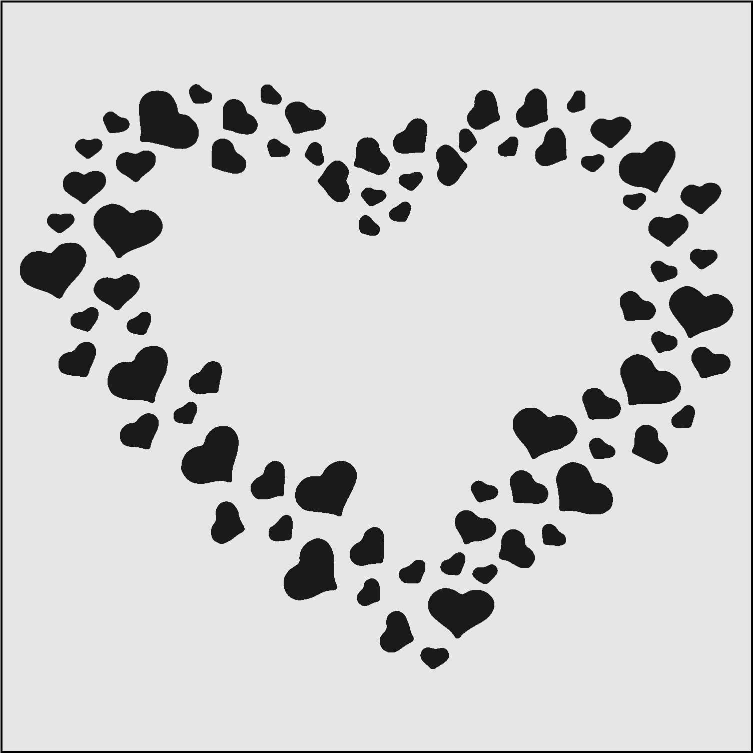 5x5 Hearts in a Heart Print Stencil - Reusable DIY Craft Template for Scrapbooking, Card Making, and Home Decor Projects