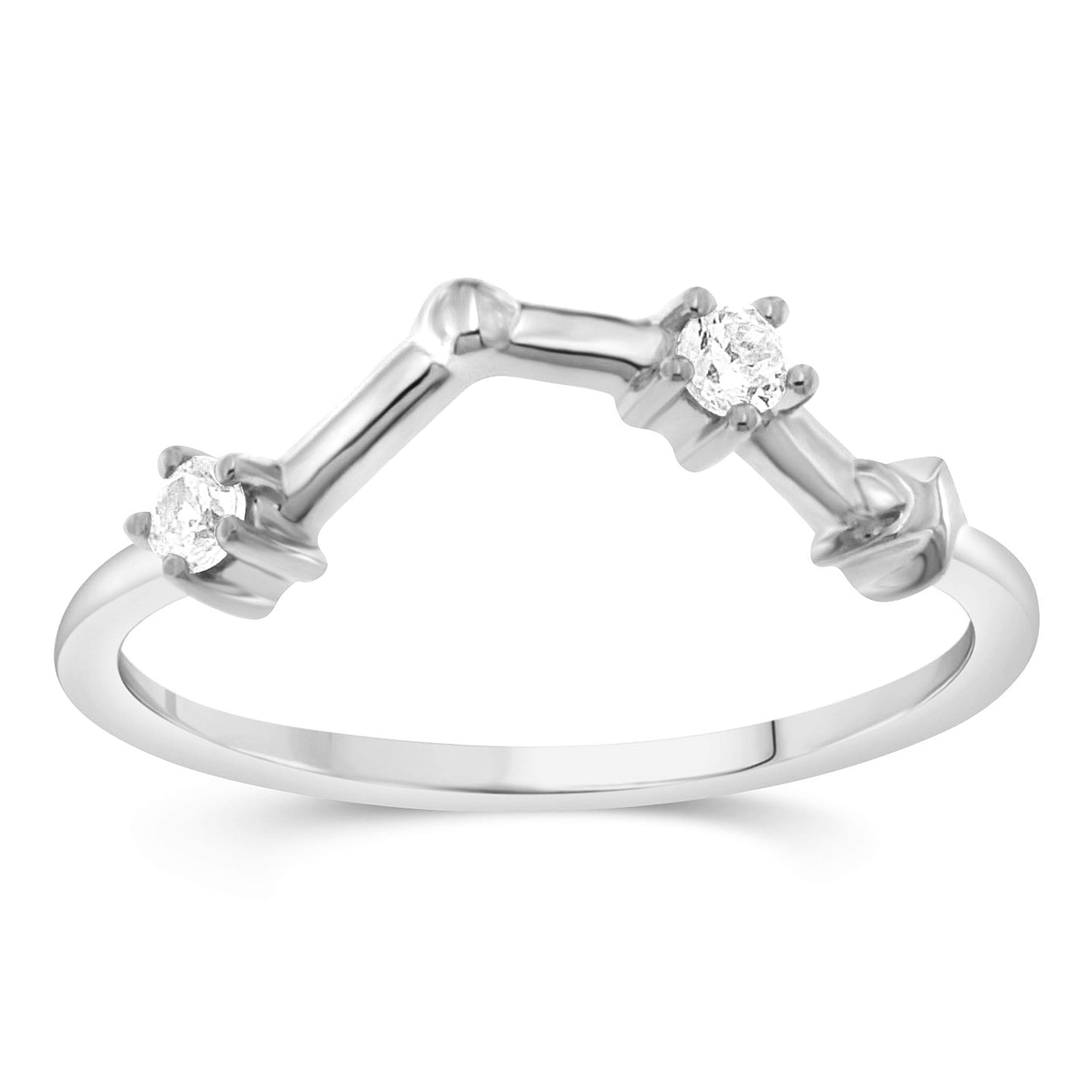 NATALIA DRAKE 1/10 Carat Diamond Celestial Star Zodiac Ring for Women - 925 Sterling Silver, H-I Color, I1-I2 Clarity - Perfect for Horoscope Lovers, Birthday Gifts & Astrology Jewelry Collection
