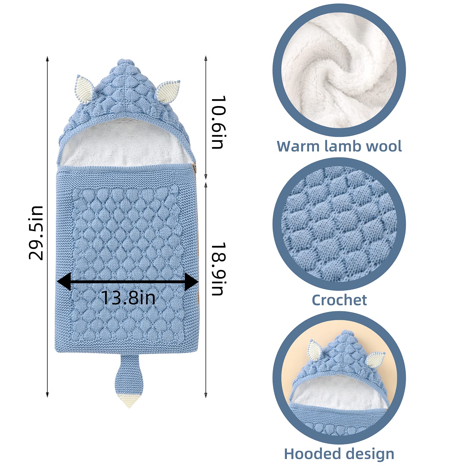 Opewod Unisex Baby Swaddle Blankets - Soft Fleece Knit Swaddle Wrap for Newborns 0-12 Months - Warm Stroller Wrap for Baby Girls & Boys - Perfect for Sleeping, Nursing & On-the-Go Comfort