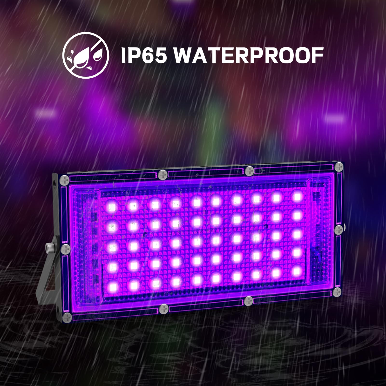 50W LED Black Light 2 Pack - UV Blacklight for Glow Party, Halloween & Body Painting | Ultra Thin Flood Light with On/Off Switch | Perfect for Dark Room, Neon Decor, Glow in The Dark Events & Nighttime Parties