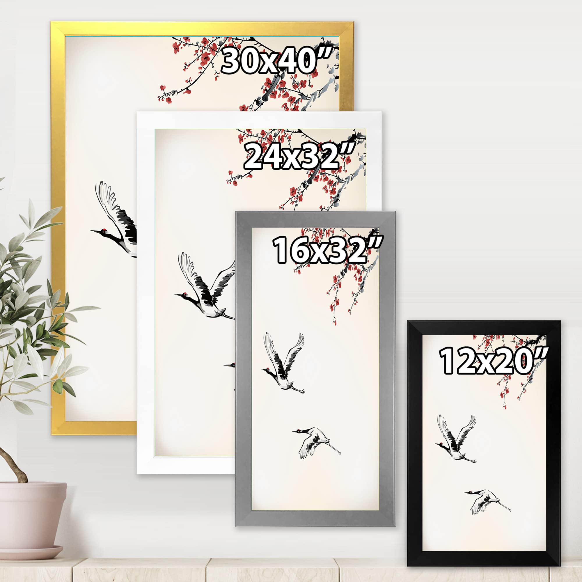 DesignQ Sweet Winter Birds Traditional Framed Wall Art - Hand-Painted Canvas Home Decor for Living Room, Bedroom & Office - Perfect Christmas Gift & Seasonal Holiday Decoration