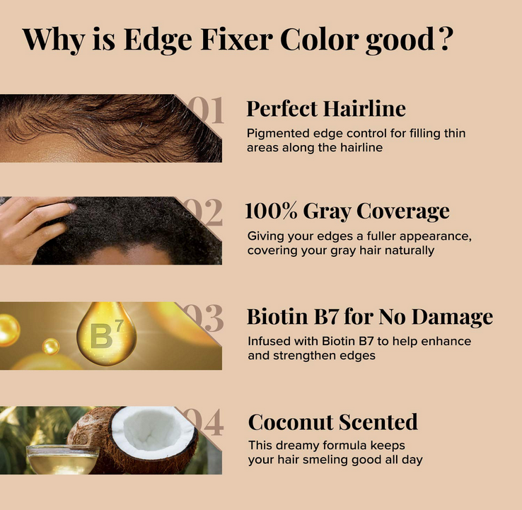 KISS Color Edge Fixer Max Hold 30ml - Long Lasting Hair Gel for Edge Control & Flyaways - Perfect for Natural Hair, Braids & Weaves - Salon Quality Styling for Women & Men