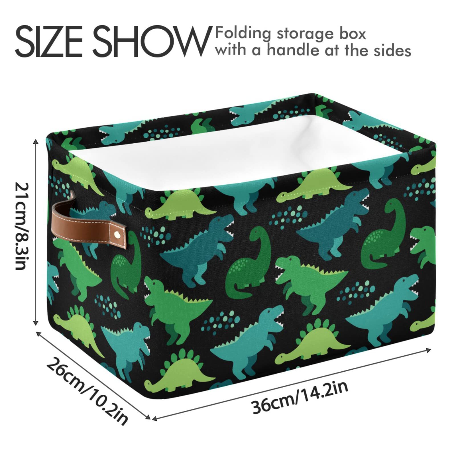 Collapsible Dinosaur Storage Bin with Handles - Bathroom Organizer Box