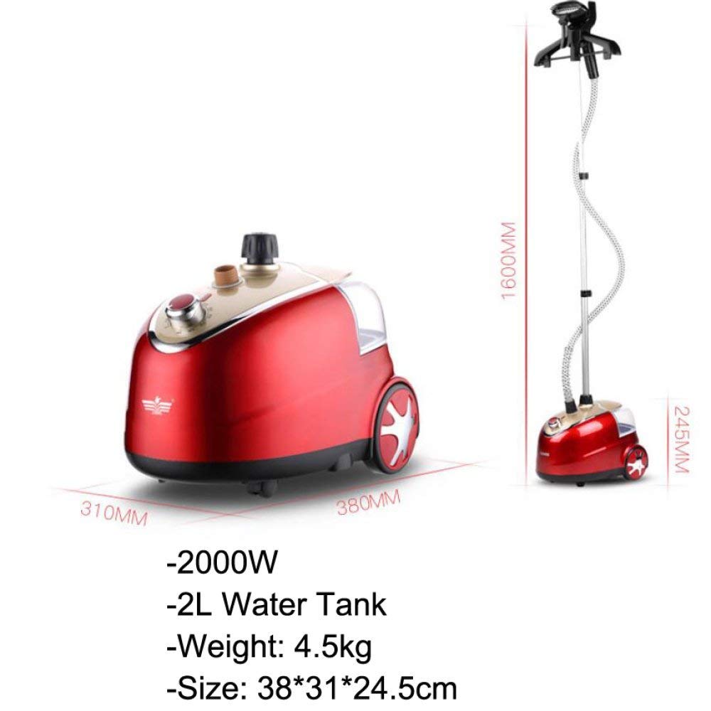 2000W Handheld Clothes Steamer with Fast Heating & Adjustable Steam Flow - Portable Garment Steamer for Home, Travel & Office Use - Red (38x31x24.5cm) - Perfect for Removing Wrinkles from Shirts, Dresses & Suits