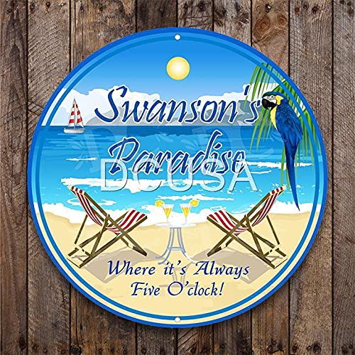 Beach Bar Paradise Beach Chairs - 18 Inch Medium Metal Wall Sign for Home, Bar & Outdoor Decor | Perfect for Beach House, Tiki Bar & Coastal Themed Rooms