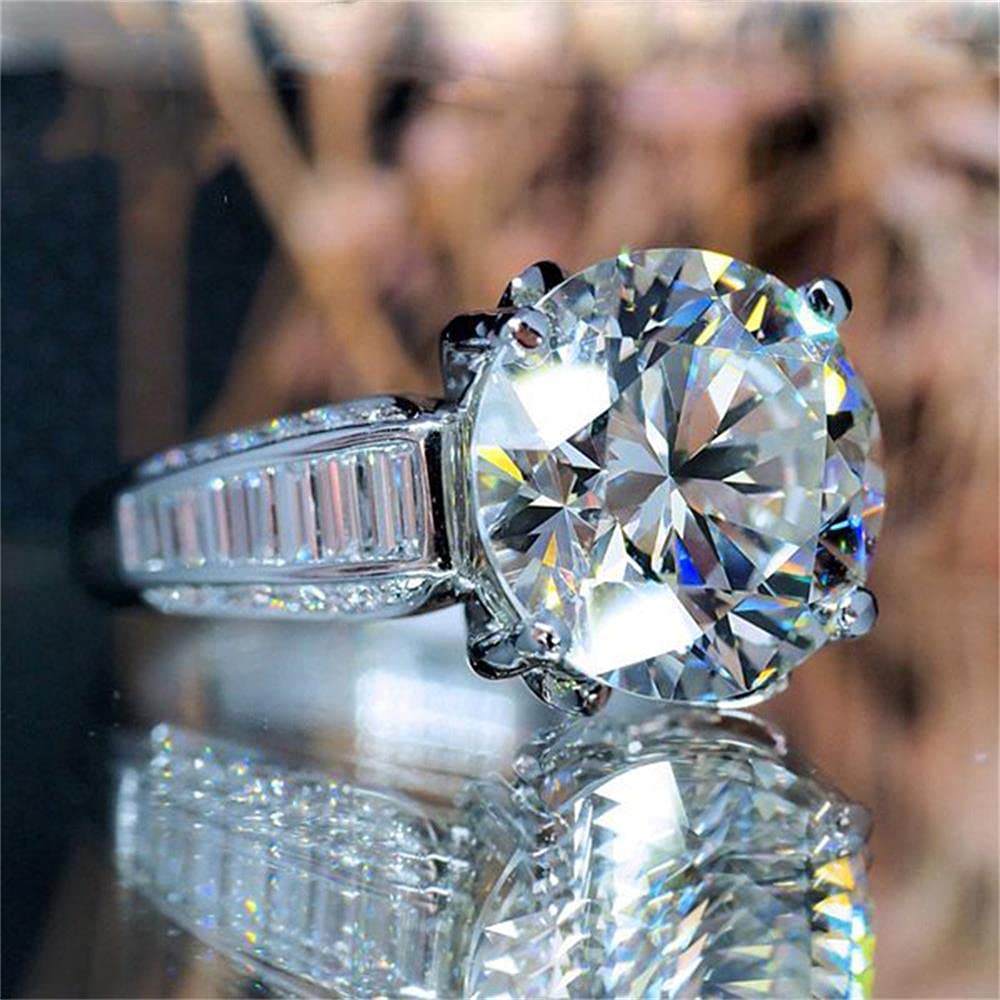 925 Sterling Silver Shiny Full Diamond Gemstone Ring - 5 Carat Cubic Zirconia Multi Row Eternity Band for Women | US Size 8 | Perfect for Engagement, Wedding & Anniversary Gifts