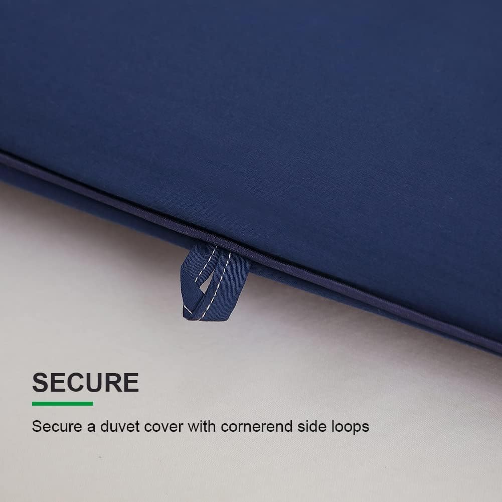Premium 100% Cotton All-Season Reversible Comforter - Lightweight, Breathable & Fluffy Bed Quilt for Full/Queen Size (Navy Blue) | Perfect for Year-Round Comfort in Bedrooms, Guest Rooms & Dormitories