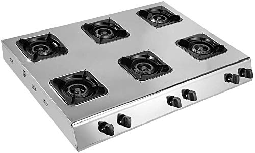 Premium Stainless Steel Gas Cooktop Stove with Cast Iron Burners & Pulse Electronic Ignition - 3/4/6 Burner Options for Natural Gas or LPG - Ideal for Home Kitchens, Restaurants, and Outdoor Cooking