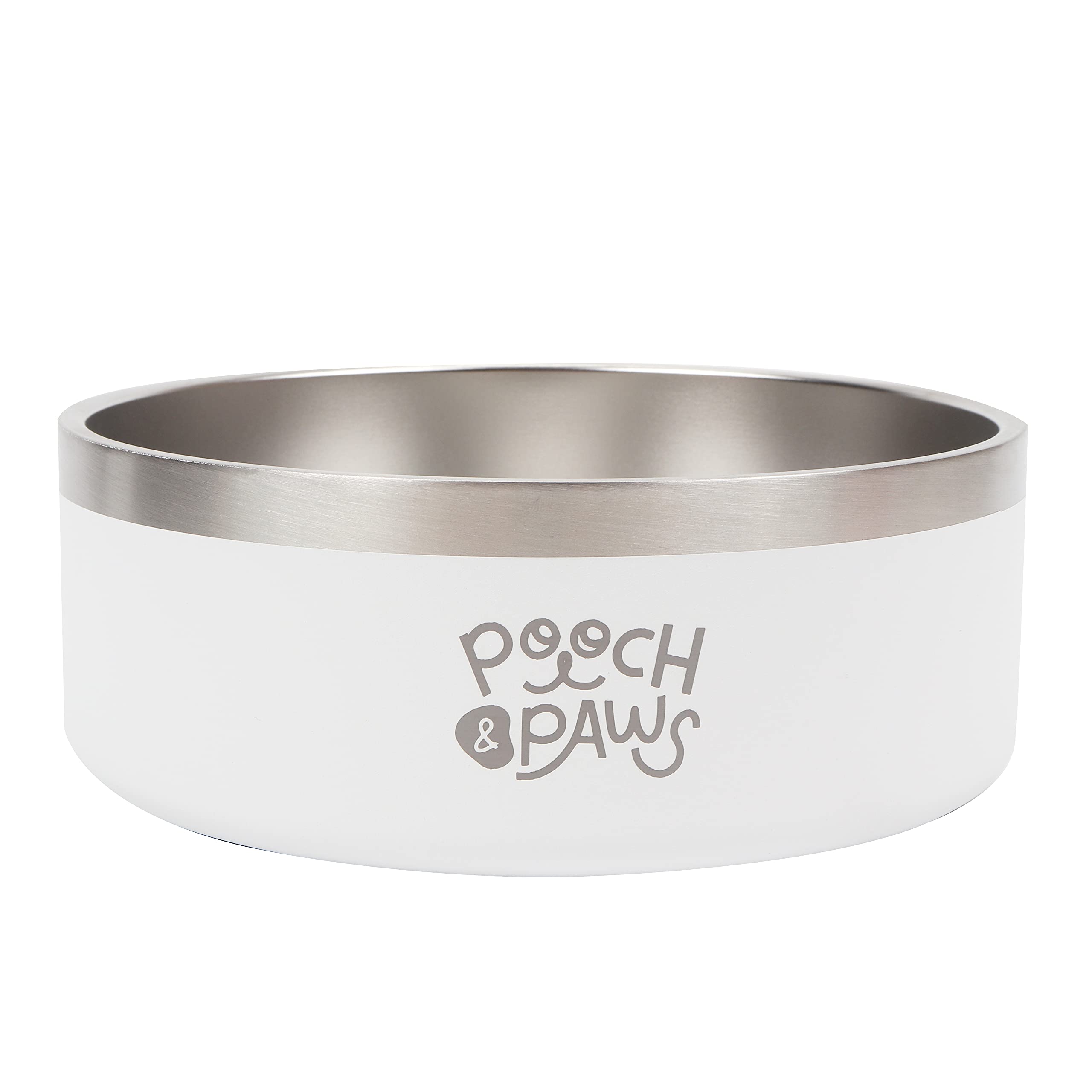 Stainless Steel Non-Slip Dog Bowl - Double Wall Insulated Pet Food & Water Dish (42oz, Glacier White) - Keeps Water Cool for Outdoor, Travel & Home Use