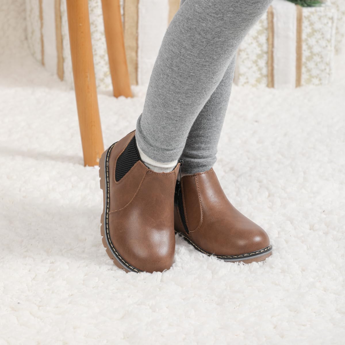 **Miamooi Toddler Girls & Boys Combat Ankle Boots - Waterproof Leather Chelsea Booties for Kids - Comfortable Outdoor Fall Shoes for Toddlers & Little Kids - Perfect for Playground, School & Winter Adventures**