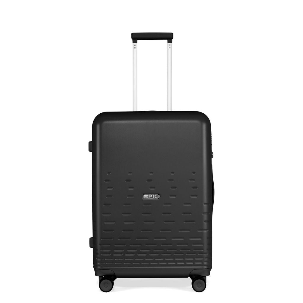 Epic Spin 65cm Medium Lightweight Suitcase - Matt Black Luggage for Travel & Business Trips