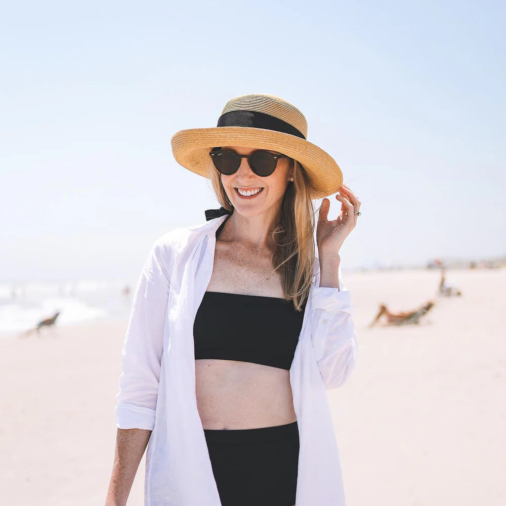 Peter Beaton Sconset Packable Straw Hat - Medium Brim Sun Hat for Women, Natural Color - Perfect for Beach Vacations, Summer Outings and Outdoor Activities